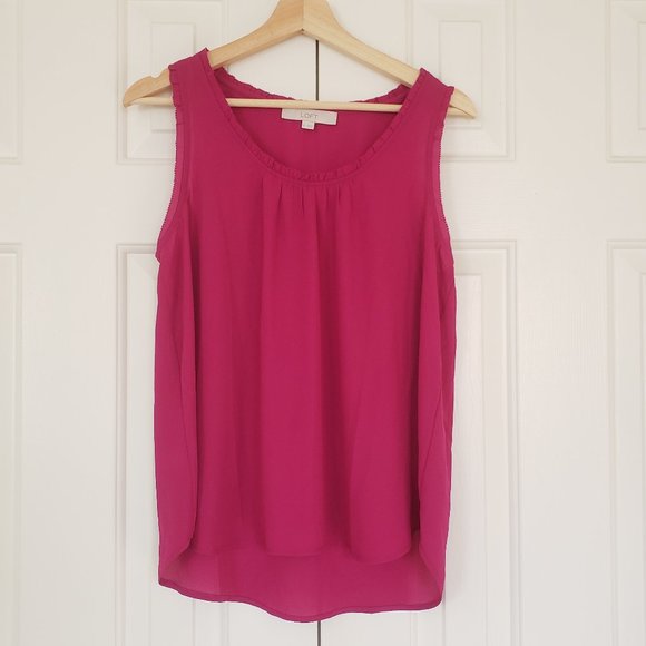LOFT Berry Pink Flowy Sleeveless Blouse - Size M - Picture 1 of 11